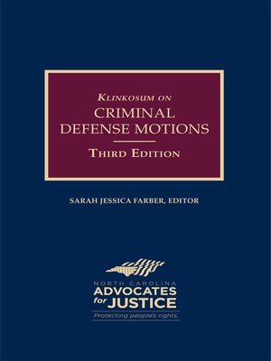 cover image of Klinkosum on Criminal Defense Motions